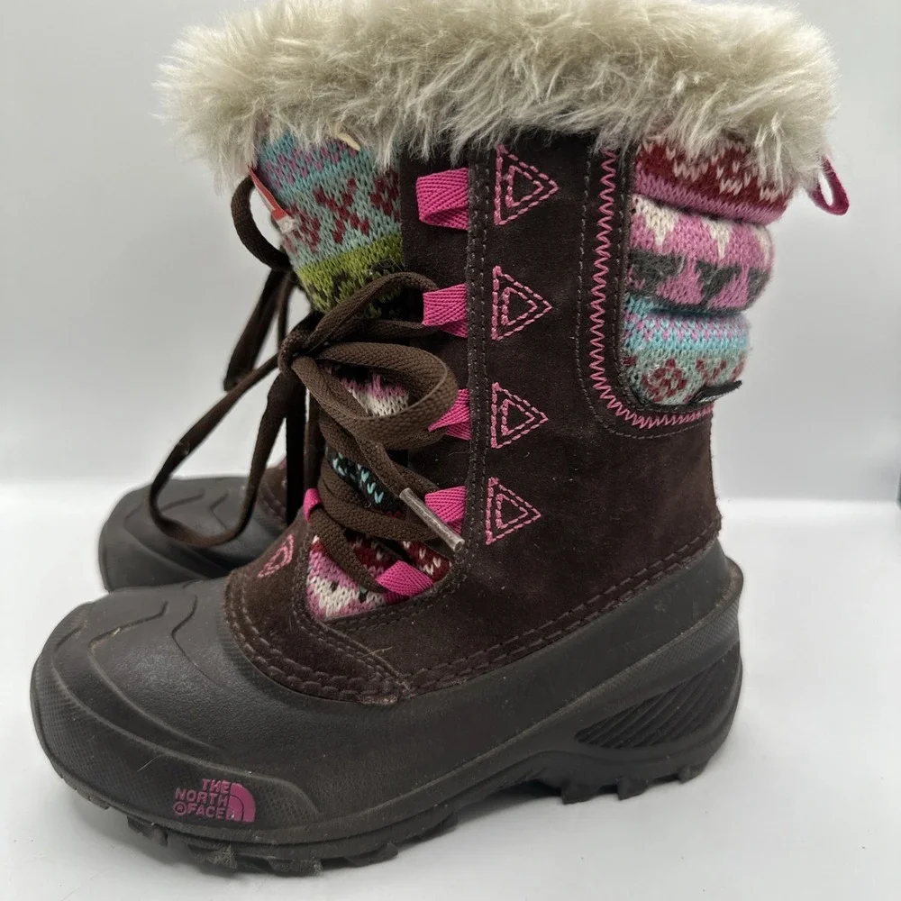 THE NORTH FACE Heat Seeker 200 Gram Insulation Boots Girls Sz 13 LaceUp Faux Fur